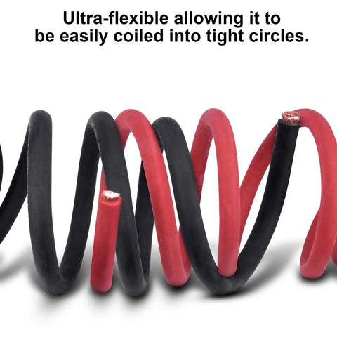 4/0 Gauge Welding Battery Cable Kit With 5 Ft Black And 5 Ft Red Copper Wire, 5/16 Inch And 3/8 Inch Copper Lugs, Heat Shrink Tubing, Heavy Duty Power Cable For Car, Solar, Marine, And RV Inverters coiled red and black cable