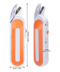 Heavy Hitter Cordless Electric Fabric Scissors Rechargeable Power Cutting Shears With Ergonomic Handle For No Sweat Sewing Tasks side profile with orange accents