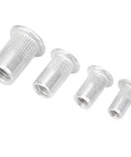 Genuine Aluminum Rivet Nut Kit Featuring 200 Piece Assorted M3 And M6 Threaded Blind Fasteners, showcasing M3 to M6 sizes.