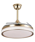 Ceiling Fan Light with Dimmable for Bedroom Living Room Kitchen Modern Gold, sleek gold finish with clear acrylic shade