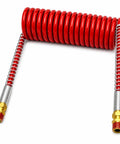 Heavy Duty Air Coil Hose 15 Feet Fits Universal Red Air Line Half OD Half Male Pipe Fittings shop air hose coiled with brass ends