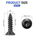 Heavy Duty 50 Pack Torx Flat Head Wood Screws M3 X 12mm Black Stainless Steel Countersunk with size details