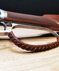 Handcrafted Large Loop Leather Lever Wrap Set for Handguns Light Brown Cowhide With Sinew Waxed Thread on lever-action rifle