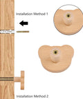 Bear Shaped Wooden Knobs 6 Pieces Single Hole Beech Wood Cabinet Handles Polished Smooth with screws and tubes