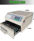 Automatic Reflow Soldering Oven With Infrared Heater And Hot Air Circulation For PCB Boards SMT SMD BGA Rework Station Model T962A Easy Preheat Soak Reflow And Cool Cycle open drawer size 430mm x 260mm x 370mm