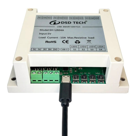 USB Powered 4 Channel Relay Module For PC And Mac With Plug And Play Setup CP2102 Serial Interface, top view