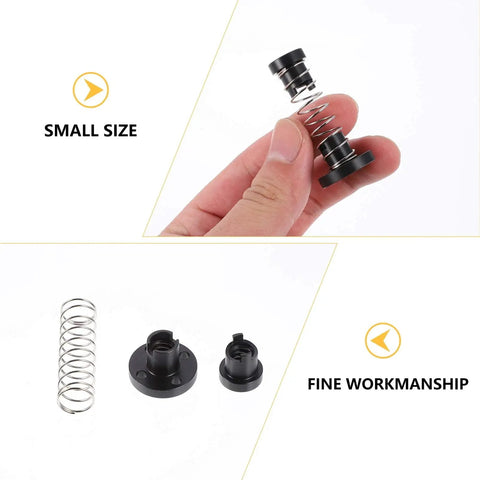 Hand holding part of Two Pack Anti Backlash Nut Kit for 3D Printers Stainless Steel Lead Screw Nut for T8 Screws