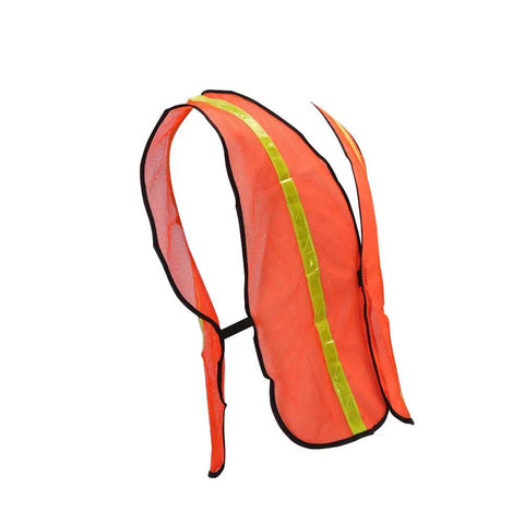 High Visibility Reflective Safety Vests 10 Pack, Adjustable Lightweight Neon Orange side view with reflective strips