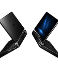 Badass 7 Inch FHD Touchscreen Mini Laptop PC Featuring Intel Core I3 N300 Eight Core Processor with side view displaying ports and screen.