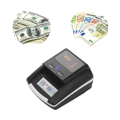 Mini UV Counterfeit Money Detector For USD Euro GBP With UV MG IR Detection, Automatic Verification on white background
