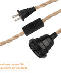 Plug And Play Boho Pendant Light With 16 FT Natural Linen Shade And Integrated On Off Switch Hemp Cord with socket and switch