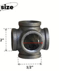 Five Pack Half Inch Pipe Fitting Outlet Cross Five Way Female Connectors For DIY Industrial Decor Steampunk Vibe Nipple Set Durable Steel Gray