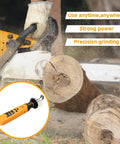Cordless Electric Chainsaw Sharpener Kit With 3 Diamond Bits, Portable Handheld Chainsaw Blade Sharpening Tool in use outdoors