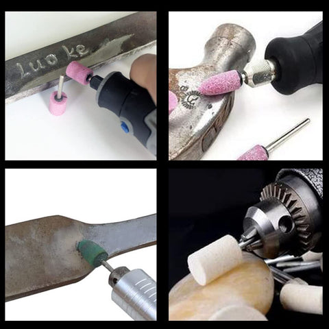 Assorted Polishing Bits And Buffing Wheel Kit For Rotary Tools 100 Pieces Includes Corundum Sand Sesame Cowhide Rubber And Wool Materials