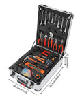 187 Piece Tool Set With Lockable Toolbox, Chrome Plated Carbon Steel Hand Tools Kit displayed in open case