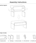 Assembly instructions diagram for Orange Acrylic Coffee Table With Open Storage Two Tier Clear Modern Coffee Table.