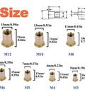 Top Notch 16 Inch Rivet Nut Tool Kit With 1310pcs Assorted Nutserts And 11 Mandrels In M And SAE Sizes Including Carrying Case For Heavy Duty Auto Repair And DIY Projects. Size chart for M12 to M3 rivet nuts
