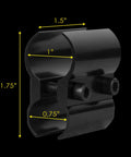 Dimensions of 2 Pack Black Tube Barrel Mount Holder For Flashlight And Laser Torches With Hex Wrench Aluminum Alloy