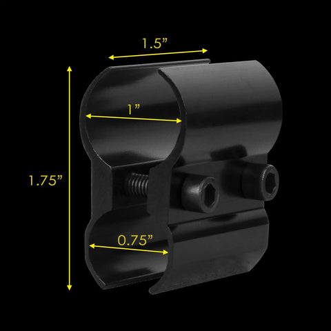 Dimensions of 2 Pack Black Tube Barrel Mount Holder For Flashlight And Laser Torches With Hex Wrench Aluminum Alloy