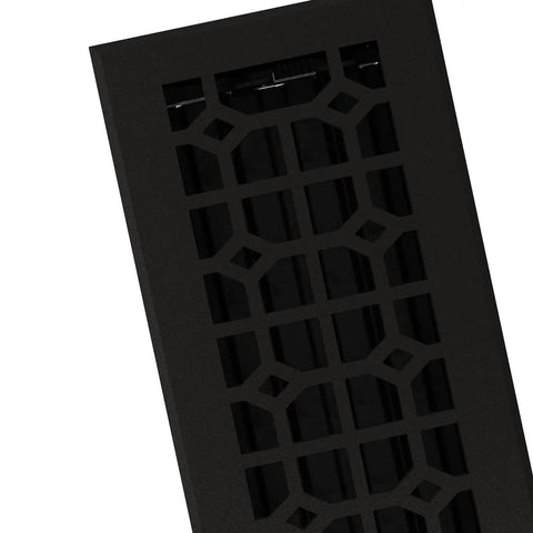 Cast Iron Floor Register 4 x 12 Inch Matte Black Built To Last Heavy Duty Decorative Vent Grille For Rustic Modern Homes