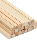 Square Wood Dowels Quarter Inch by 12 Inch 25 Pack Unfinished Craft Sticks stacked on a white background for DIY projects.