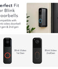 Horizontal Adjustable Angle Mount And Wall Plate For Blink Video Doorbell 1st Gen And 2nd Gen 35 To 55 Degrees Wedge Mount For A Wider Entry View And Easy Setup In Black Perfect For Catching Visitors And Packages At A Glance on wall