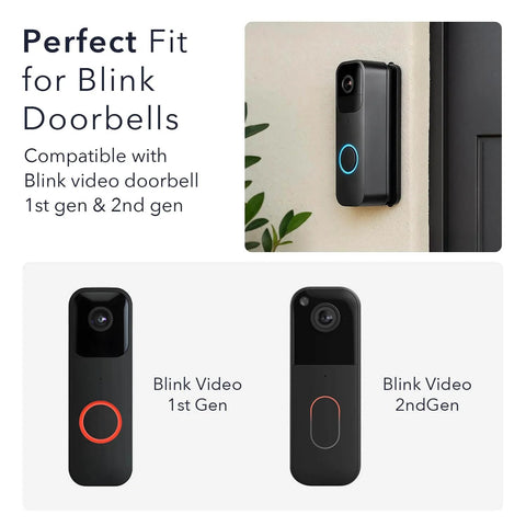 Horizontal Adjustable Angle Mount And Wall Plate For Blink Video Doorbell 1st Gen And 2nd Gen 35 To 55 Degrees Wedge Mount For A Wider Entry View And Easy Setup In Black Perfect For Catching Visitors And Packages At A Glance on wall