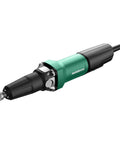 Beefy GP 400 Die Grinder With Paddle Switch, ergonomic, extended spindle for tight spaces, black and green body.
