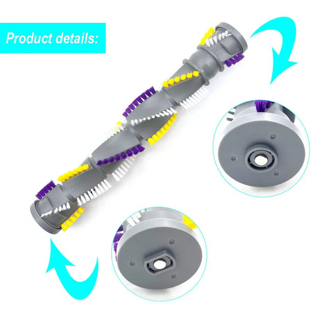 Replacement Parts For Cleanview Swivel Pet Crosswave Vacuum Includes 1 Brush Roll 1 Belt And 2 Filters Compatible With Multiple Crosswave Models For Easy Maintenance And Superior Suction shown is the detailed brush roll with colorful bristles.