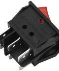 Heavy Duty Double Rocker DPST On Off 6 Pin Power Switch With Red Indicator Light For Industrial Equipment 16A 250V AC Panel Cutout 29x22mm UL VDE Certified Pack Of 2, rear view