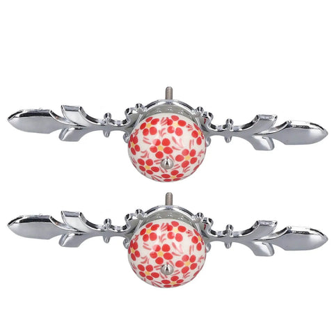 Hand Painted Ceramic Cabinet Pulls Modern Drawer Knobs Hassle Free Swap Slick Finish Kitchen Furniture Handles Bold Red Accent Hardware, close-up view.