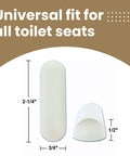 Toilet Seat Bumper Kit With Rubber Adhesive Pads For Cushioning And Protection, two pads dimensions in white.