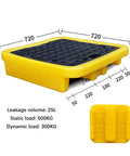 Oil Spill Containment Tray For Garage And Shop, Anti Slip Polyethylene Platform, Modular Leakproof Pallet, stackable, yellow design
