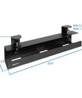 Under Desk Cable Management Tray Clamp-On No-Drill Metal Organizer For Cords And Wires with dimensions and clamp detail