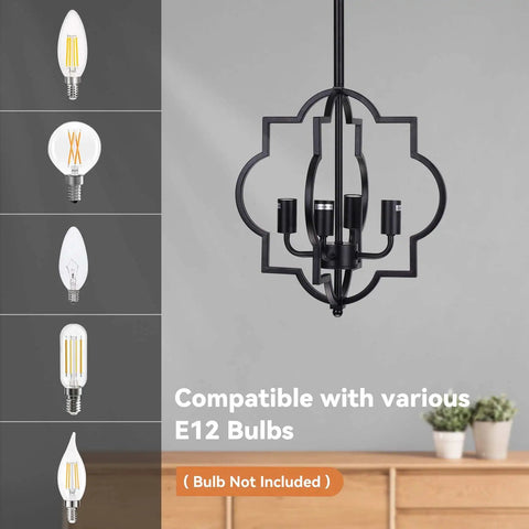 Farmhouse Black Chandelier With 4 Lights Dope Modern Island Pendant Ceiling Light Fixture compatibility