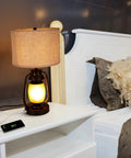 Set Of 2 Farmhouse Table Lamps With Dual USB Charging Ports And 4 Way Rotary Switch next to bed