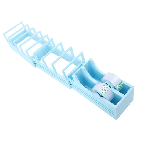 On The Go Foldable Tape Dispenser Set Includes 2 Plastic Portable Tape Holders for office home packaging in blue color