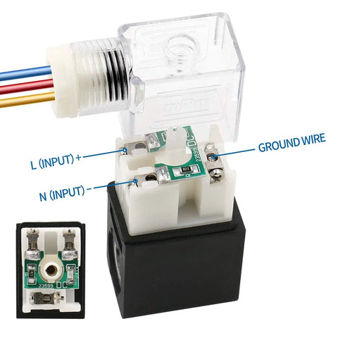Close-up of wiring terminals on Five Station Solenoid Valve Manifold, 110V AC, 5 Way 2 Position Pneumatic Air Valve, 1/4 Inch PT Port