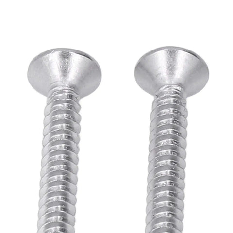 Close-up of two 200 Pieces Self Drilling Screw Set 410 Stainless Steel Heavy Duty Cross Countersunk Head Fasteners For Metal To Wood DIY Construction