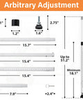 Two Pack Adjustable Sliding Door And Window Security Bar 18 To 51 Inches Extendable Inside Mount White For Sliding Doors And Windows Two In One Security Rod Enhances Home Security And Prevents Breakins with detailed measurements shown for components.