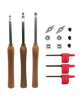Rugged Woodturning Carbide Lathe Tool Set Of 3 With 6 Carbide Inserts Tool Heads Rougher Detailer Finisher and accessories
