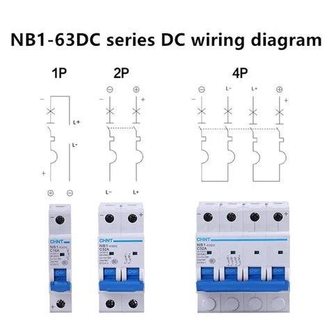 Wiring diagram for Heavy Duty Dc Circuit Breaker Featuring Digital Timer For Solar Pv Panels and Photovoltaic Installations Rated For 500V To 1000V.