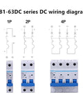 NB1-63DC series DC wiring diagram for Heavy Duty Plug And Play Dc Circuit Breaker For Solar Panels And Photovoltaic Arrays.