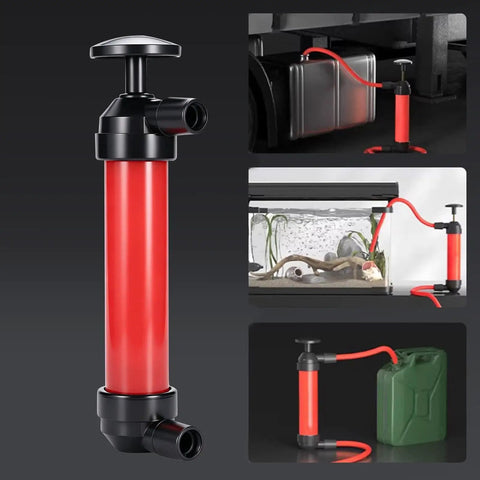 Manual Liquid Transfer Pump Portable Leakproof Siphon For Auto Maintenance And Industrial Fluid Transfer With Quick 10 To 12 Liters Per Minute Flow Ideal For Oil Gas Water And DIY Jobs, red plastic siphon pump