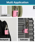 3 Digit Padlock For School Locker Gym Sports Fence Toolbox Case Outdoor Pink With 1000 Possible Codes And Four Pin Security