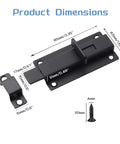 Premium Heavy Duty Stainless Steel Slide Lock Latch Featuring Dead Stop Barrel Bolt Design For Secure Outdoor Gate And Fencing Installation Rust Free Hardware Complete Mounting Kit Included For Zero Hassle Everyday Security, product dimensions on display.