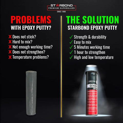 Comparison of 2 Oz Epoxy Putty Stick for All Purpose Repairs BPA Free Rock Hard Cure Sandable and Paintable Bond and Starbond Glue