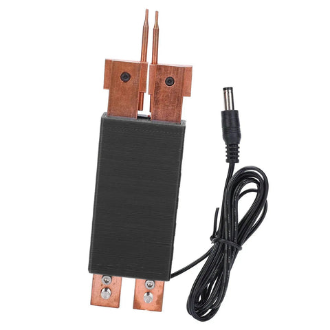 Top Tier Automatic Spot Welding Pen Handheld Battery Pack Tool With Japanese Concentric Ball Point Needles And Double Springs Brass Tip showing brass tips and power cord.