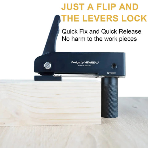 Side view of Two Pack 3/4 Inch Bench Clamps Hold Down Quick Release For Workbench And MFT Tables, 19mm Extended Handle