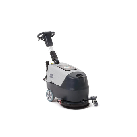 Battery Powered Walk Behind Floor And Carpet Scrubber Buffer Polisher With 16 Inch Brush And 21.5 Inch Squeegee 6.5 Gallon Tank 200 Rpm side view